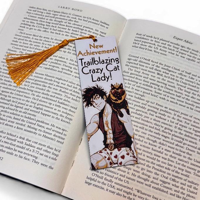 Dungeon Crawler Carl Inspired 3D Bookmark AI "New Achievement! Trailblazing Crazy Cat Lady!"