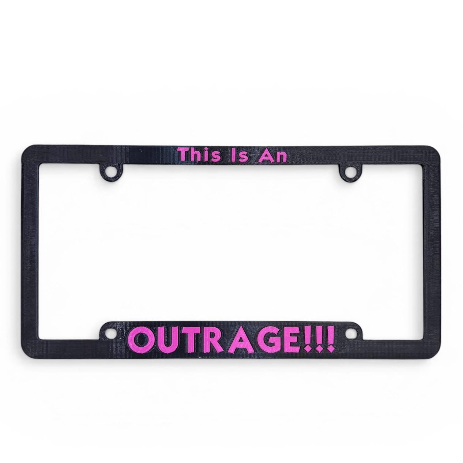 Dungeon Crawler Carl Inspired License Plate Cover Frame "This Is An OUTRAGE!!"