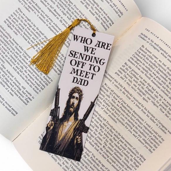 Uzi Jesus Dungeon Crawler Carl Inspired 3D Bookmark