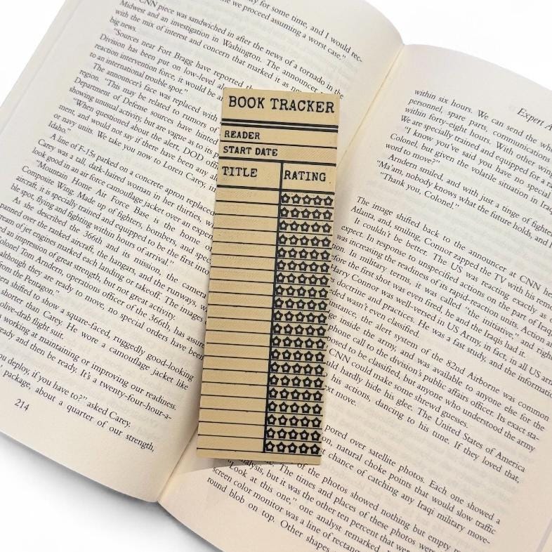 Vintage Library Card Book Tracker 3D Bookmark