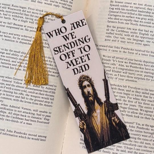 Uzi Jesus Dungeon Crawler Carl Inspired 3D Bookmark