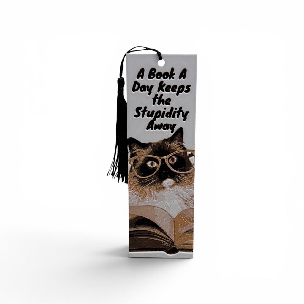 A Book A Day Keeps The Stupidity Away 3D Cat Bookmark