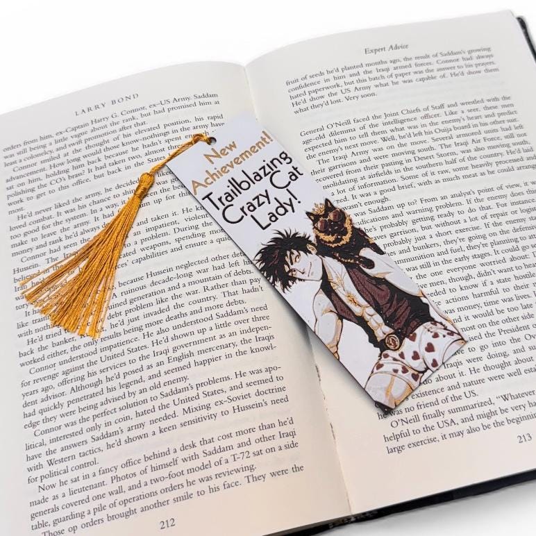 Dungeon Crawler Carl Inspired 3D Bookmark AI "New Achievement! Trailblazing Crazy Cat Lady!"