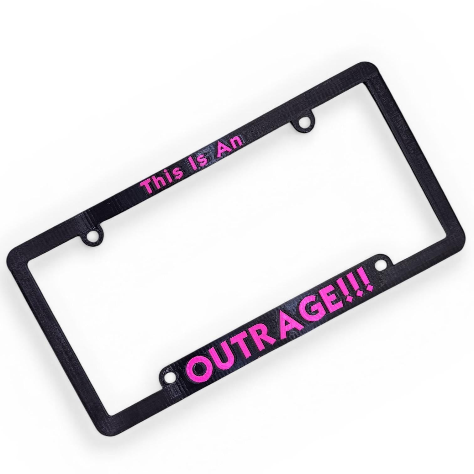 Dungeon Crawler Carl Inspired License Plate Cover Frame "This Is An OUTRAGE!!"