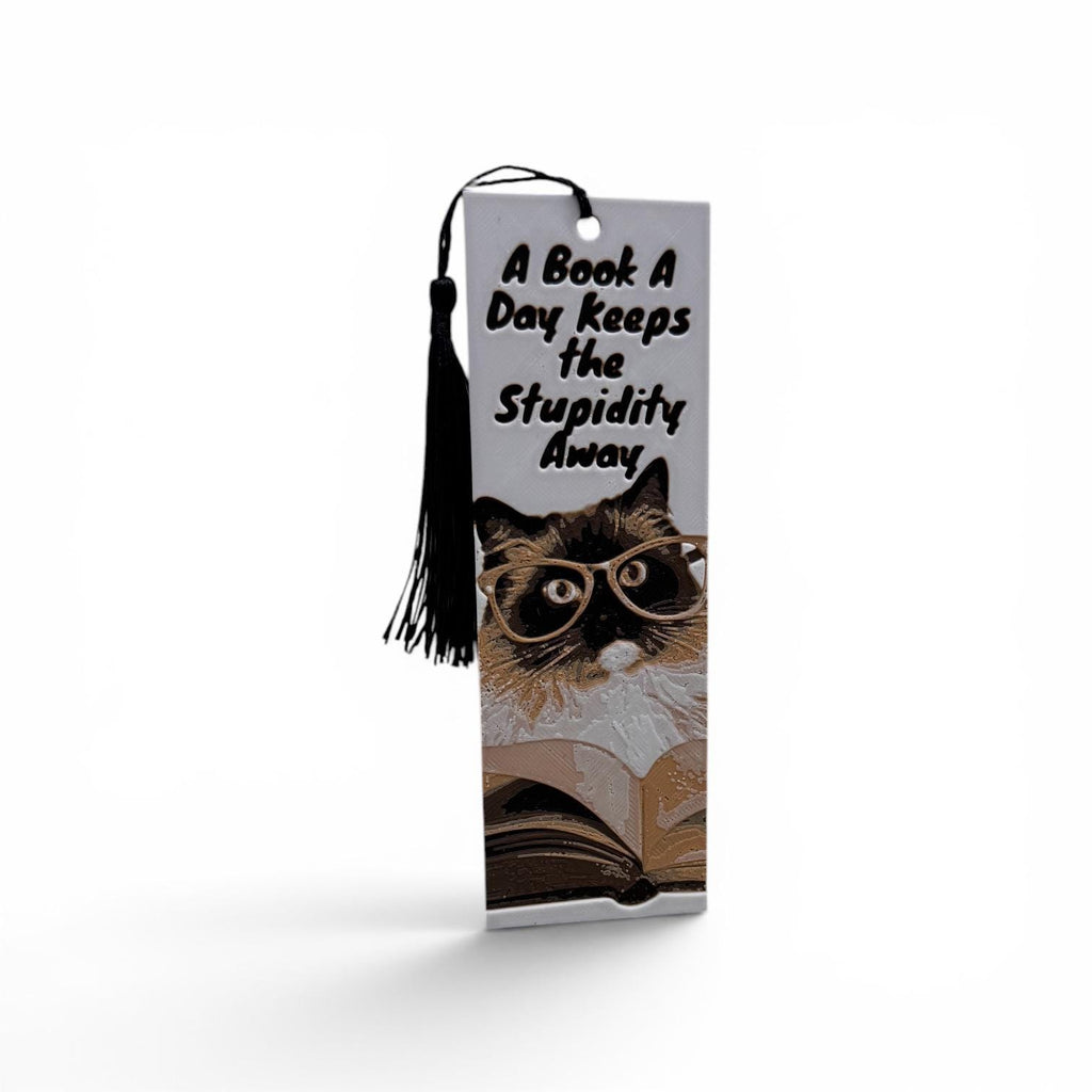 A Book A Day Keeps The Stupidity Away 3D Cat Bookmark