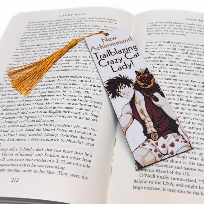 Dungeon Crawler Carl Inspired 3D Bookmark AI "New Achievement! Trailblazing Crazy Cat Lady!"