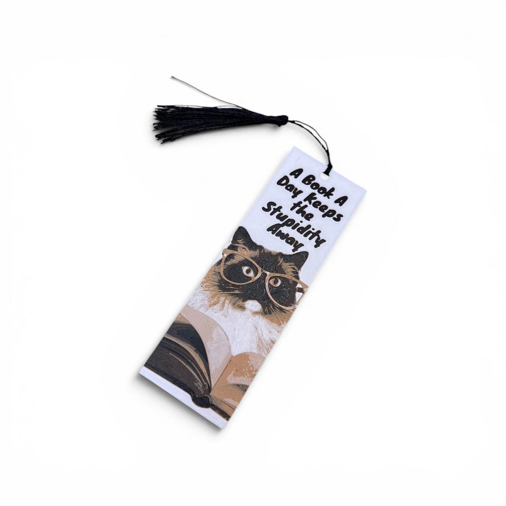A Book A Day Keeps The Stupidity Away 3D Cat Bookmark