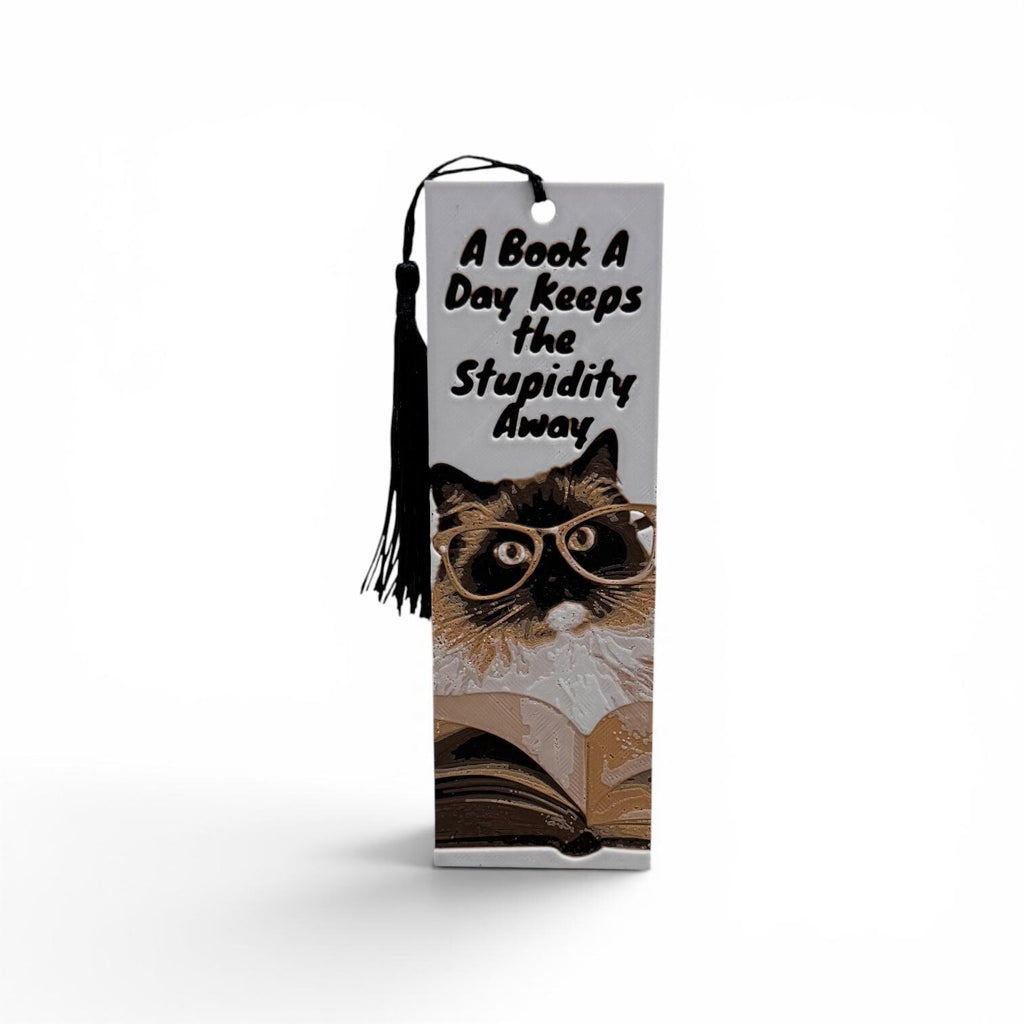 A Book A Day Keeps The Stupidity Away 3D Cat Bookmark