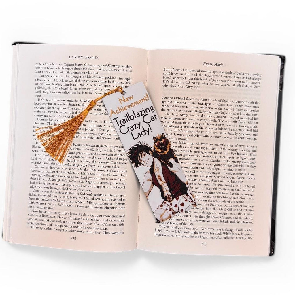 Dungeon Crawler Carl Inspired 3D Bookmark AI "New Achievement! Trailblazing Crazy Cat Lady!"