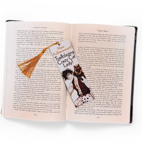 Dungeon Crawler Carl Inspired 3D Bookmark AI "New Achievement! Trailblazing Crazy Cat Lady!"